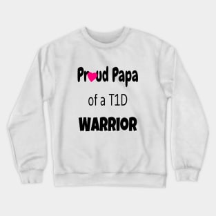 Proud Papa - Black Text - Pink Heart Crewneck Sweatshirt